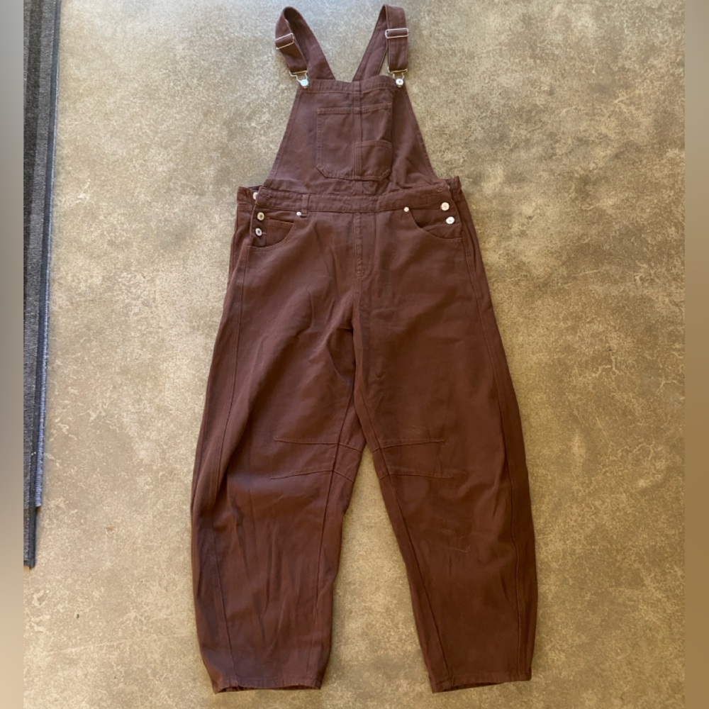 Brown Barrel Style Overalls